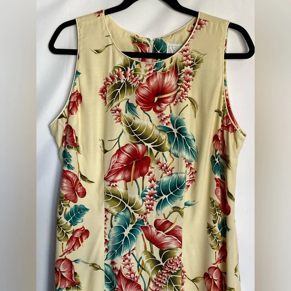 YOUNG HAWAII Sears Cream Tropical Maxi Dress with Red & Teal Floral Print - Picture 3 of 16